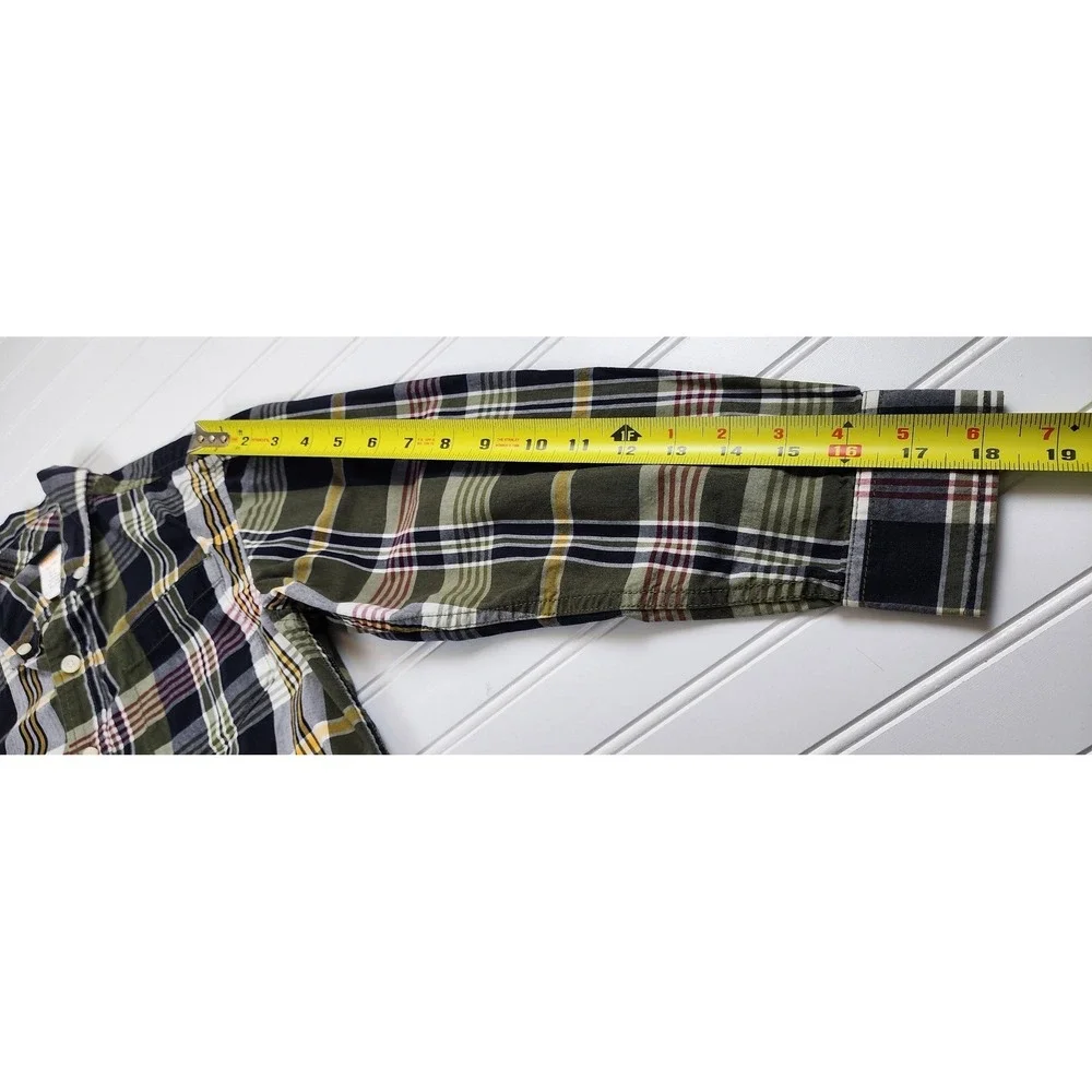 Gymboree Boys‎ Button Down Plaid Shirt Size 7/8 Medium Long Sleeve Green Navy